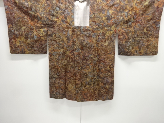 縮緬地　唐花模様道行コート(ショール付き)